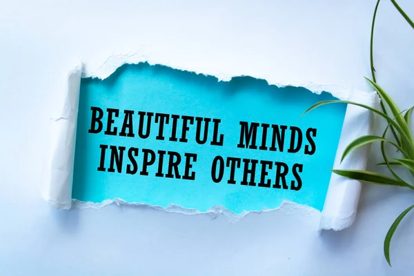 Beautiful Minds Inspire Others Message Written Torn Paper — Foto Stock