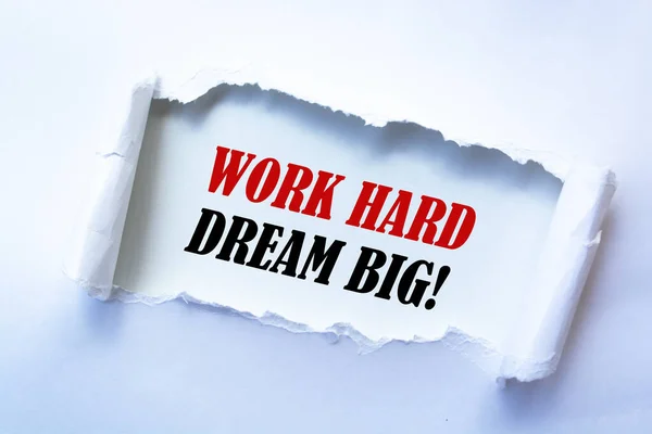 Text Skylt Som Visar Dream Big Work Hard — Stockfoto