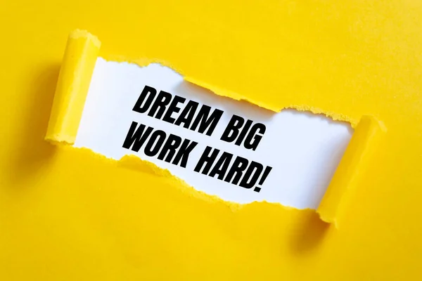 Szöveg Jel Mutatja Dream Big Work Hard — Stock Fotó