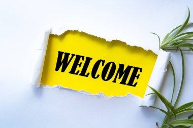 Hoş geldin konseptini gösteren metin işareti