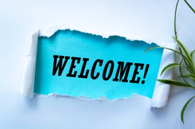 Hoş geldin konseptini gösteren metin işareti