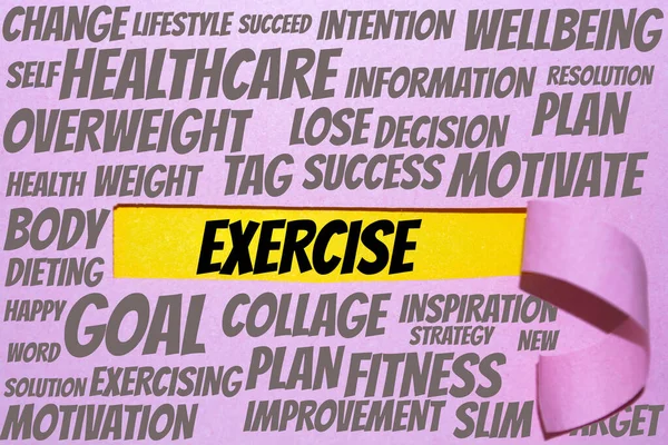 Egzersiz Kelimesi Bulut Fitness Spor Sağlık Kavramı — Stok fotoğraf