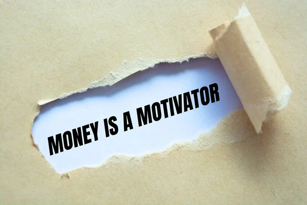 Pengar Ett Meddelande Från Motivator Skrivet Sönderrivet Papper — Stockfoto