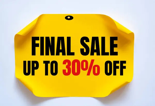 Final Sale Percent Text Yellow Tag White Background — Stock Photo, Image