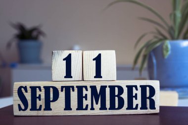 11 Eylül, tahta takvim arkaplanı