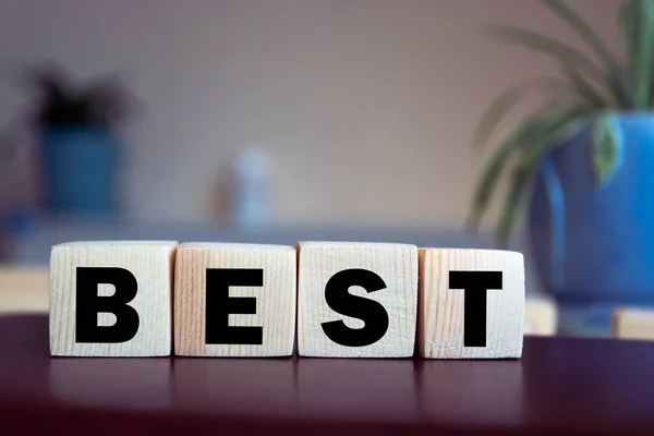 Best Word Written Wooden Blocks Wooden Table Concept Your Design — Stock Photo, Image