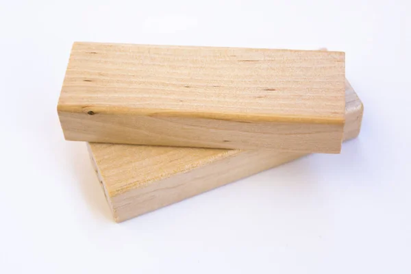 Drewniany Blok Białym Tle — Zdjęcie stockowe