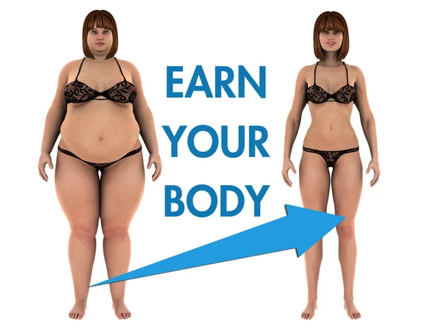 Women Weight Loss Earn Your Body — Stock Photo, Image