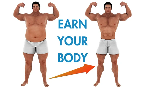 Homem peso perda corpo transformar motivação — Fotografia de Stock
