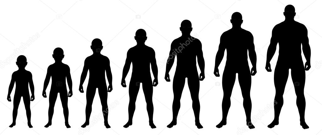 Boy growing up to Man silhouettes