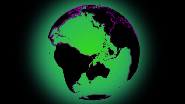 Loopable rotating earth planet globe with with red lined boarder, green background — Stok Video