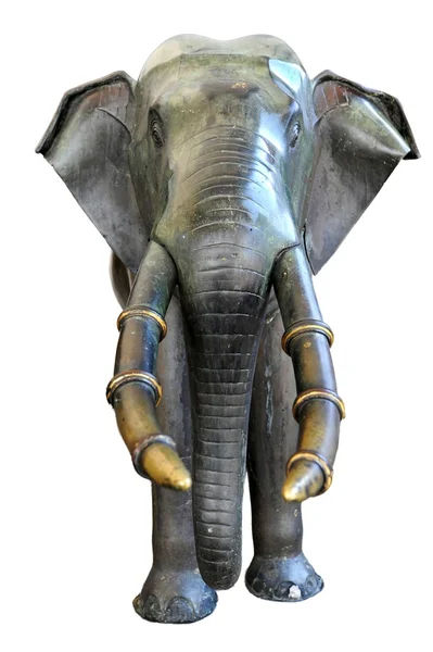 Elefant Bronzestatue auf weißem Hintergrund — Stockfoto