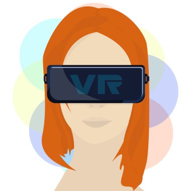 Kızıl saçlı kız gözlük sanal gerçeklik ile 