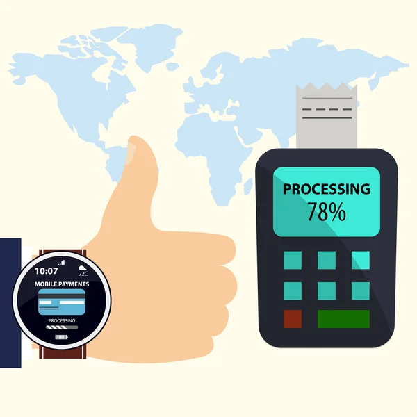 Pagamento com relógios inteligentes . —  Vetores de Stock