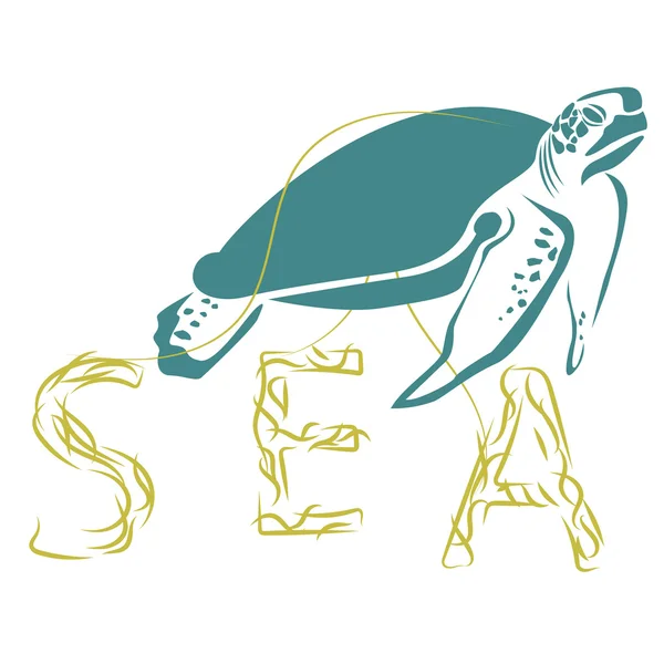 海カメのベクトル図 — ストックベクタ