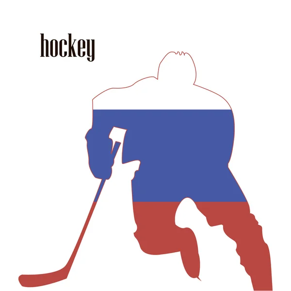 Jugador de hockey bandera rusa — Vector de stock