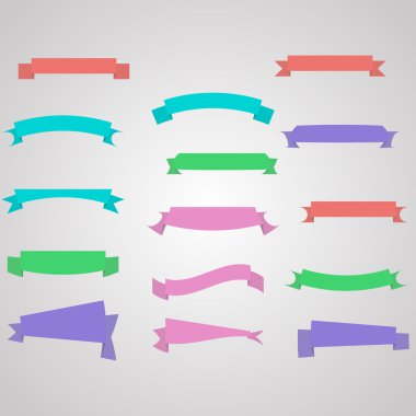 Tasarım öğeleri vintage afiş kurdele kümesi. Vektör çizim.