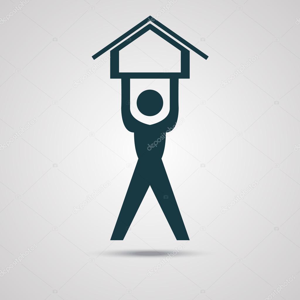Logo, icon, symbol, people, man, keep the house on his hands. vector, any size great quality.