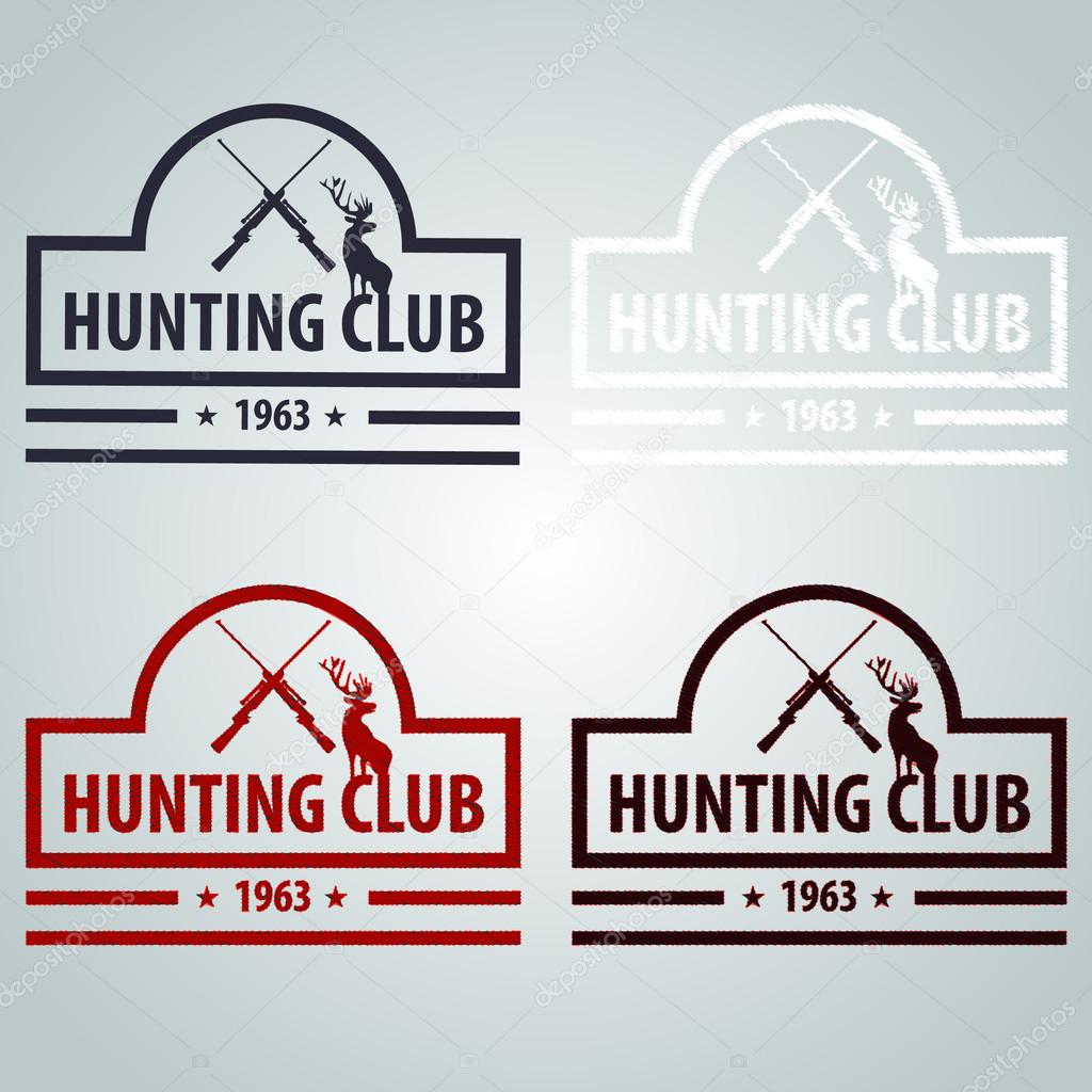Vector set. hunting club emblem with grunge texture.logo, icon