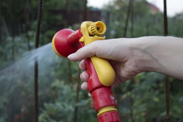 Gun for watering.watering plants — Stock Photo, Image