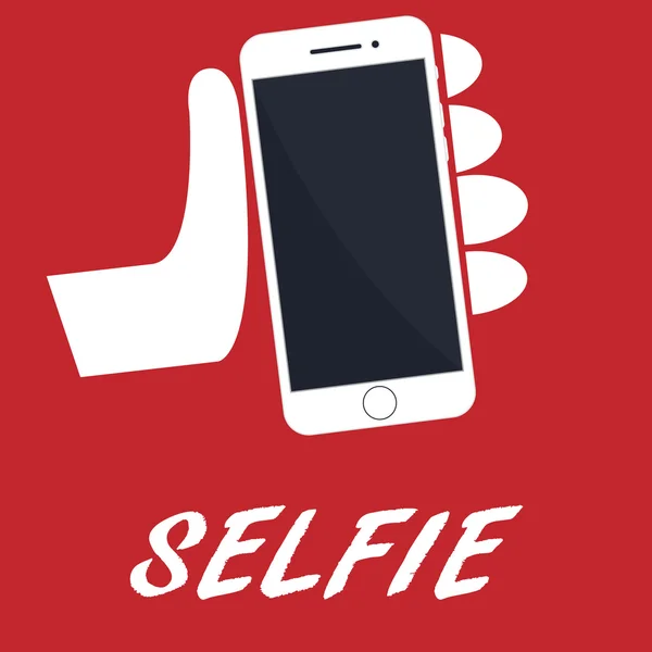 A telefon a kezében. selfie — Stock Vector