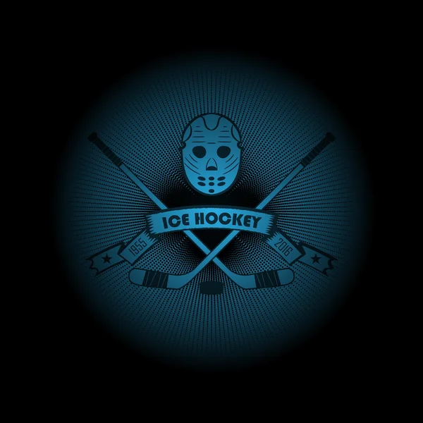 Хокей! Спорт логотип. емблема, що з'являється з темряви . — стоковий вектор