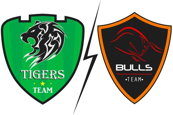 Logo olahraga Tiger And Bulls - Stok Vektor