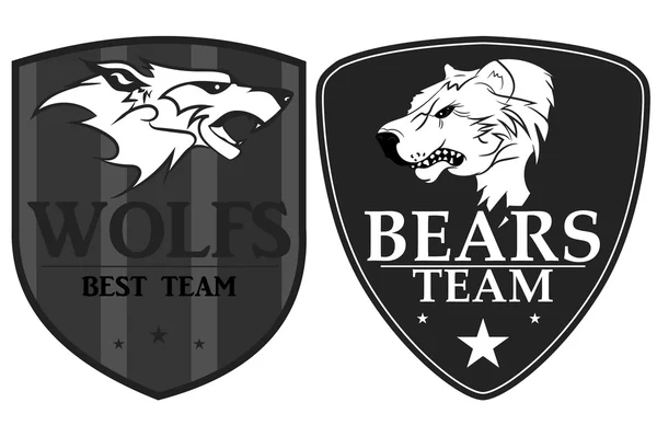 Logo olahraga Wolf and Bears - Stok Vektor