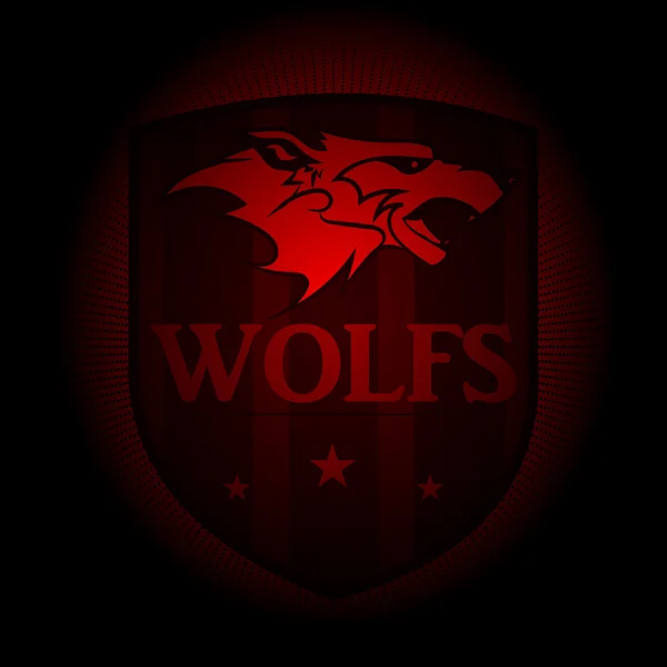 Vlk, sportovní logo. znak, objeví ze tmy. — Stockový vektor