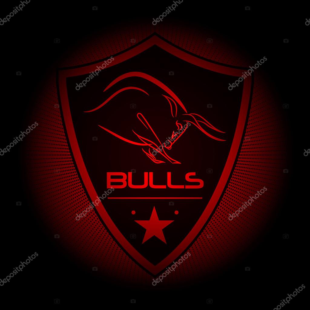 Bulls! Sports logo. the emblem appearing out of the darkness. Perfect on your black shirt! vector