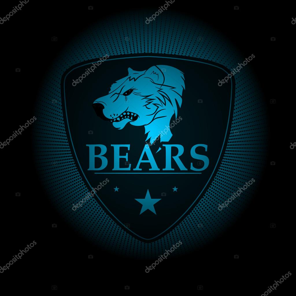 Bears! Sports logo. the emblem appearing out of the darkness. Perfect on your black shirt! vector