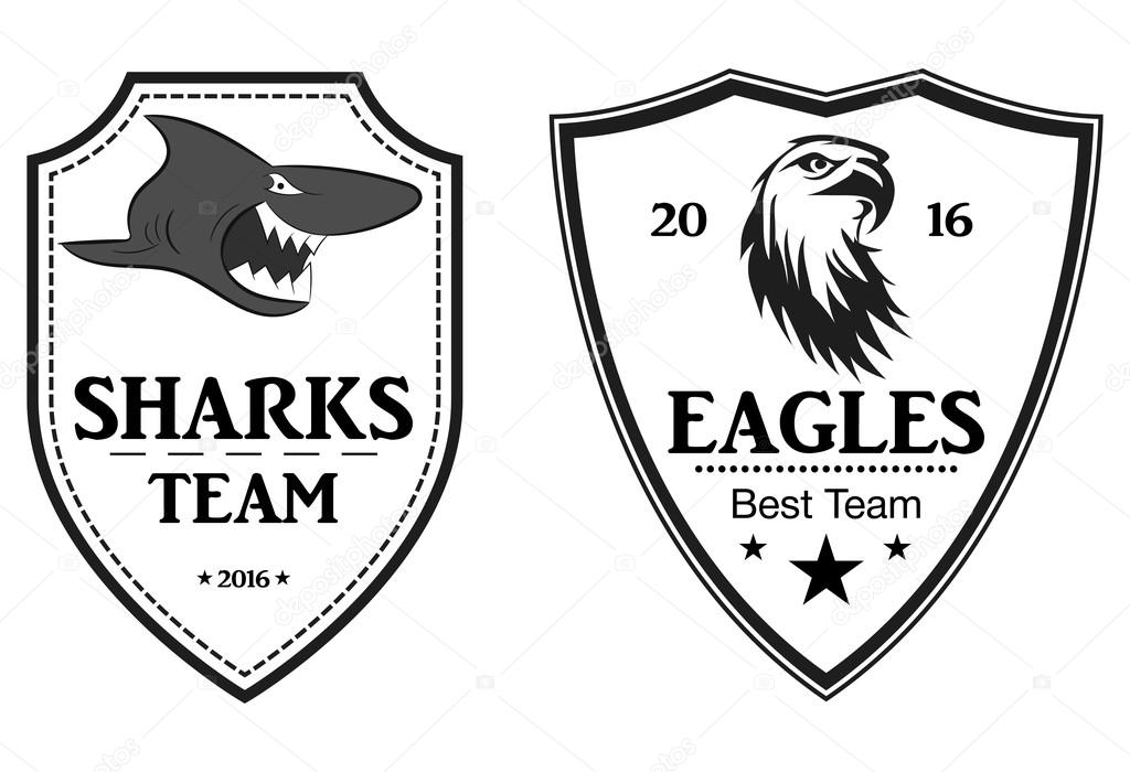 Sharks and Eagles Sports logo.command emblem. vector