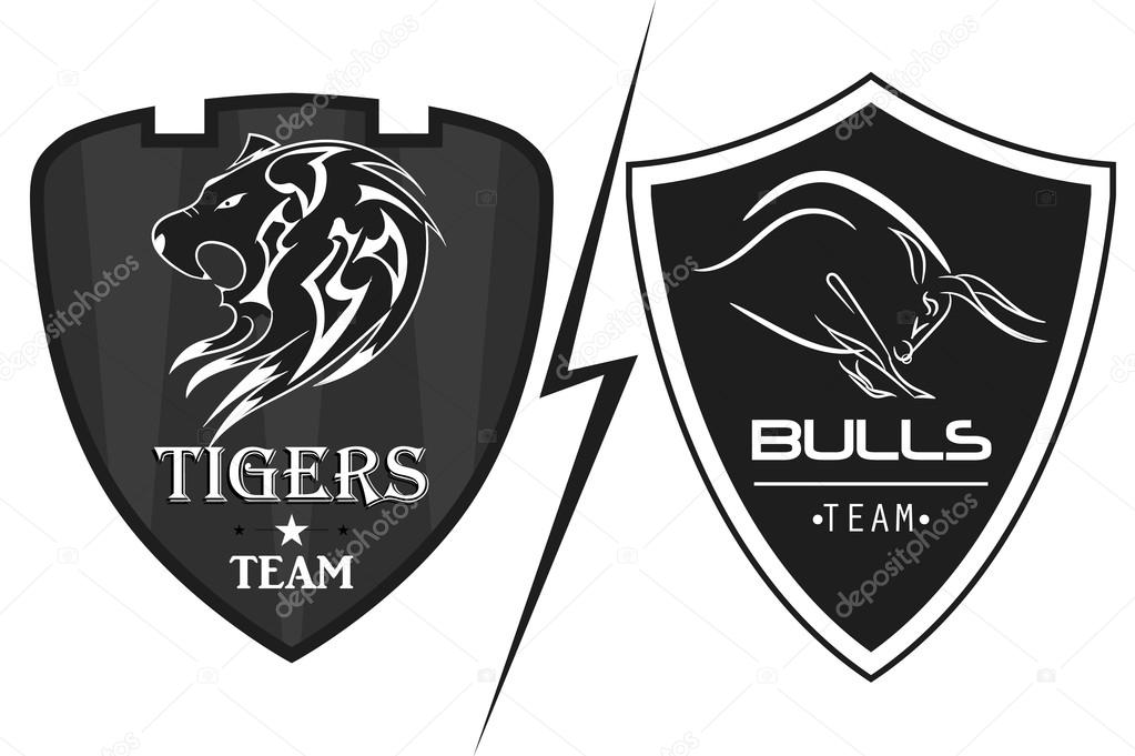 Tiger And Bulls sports logo. logo vector