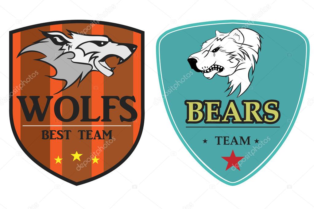 Wolf and Bears  sports logo. vector emblem