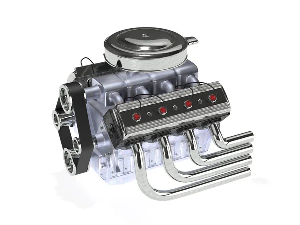 強力なV8吸引エンジン3Dレンダリング — ストック写真
