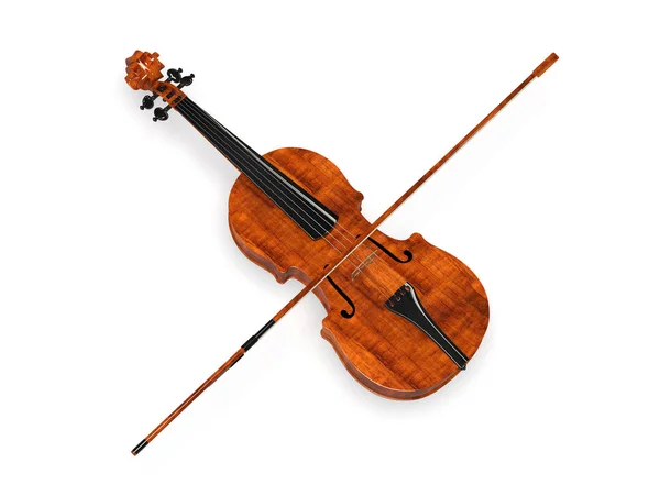 Violin Crossed Bow Rendering — Stock Photo, Image