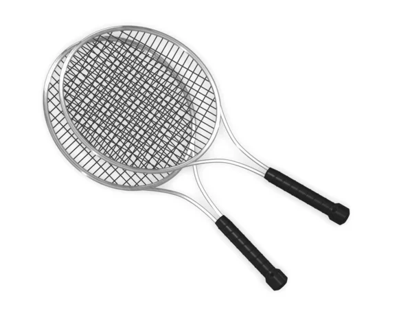 2つのテニスラケット3Dレンダリング — ストック写真