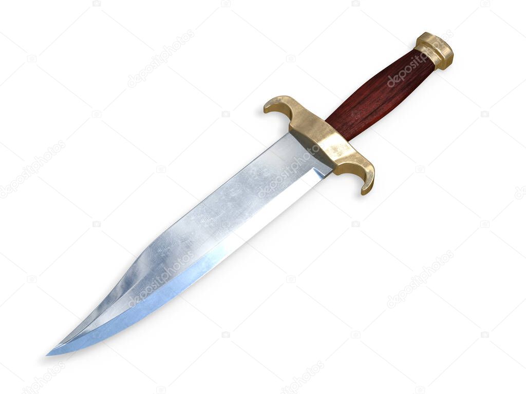 Fixed blade hunting knife 3d rendering