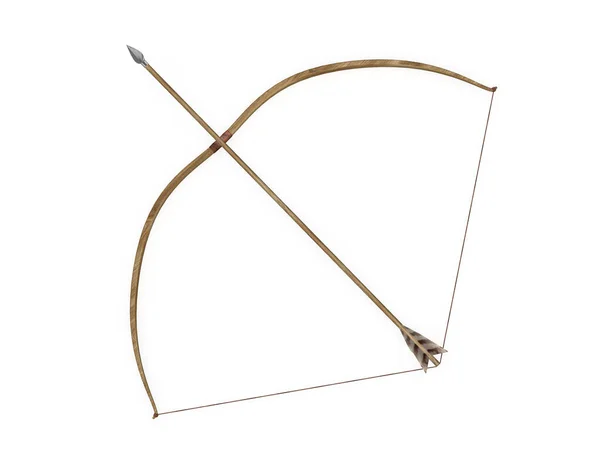 Longbow Met Arrow Stretched String Rendering — Stockfoto