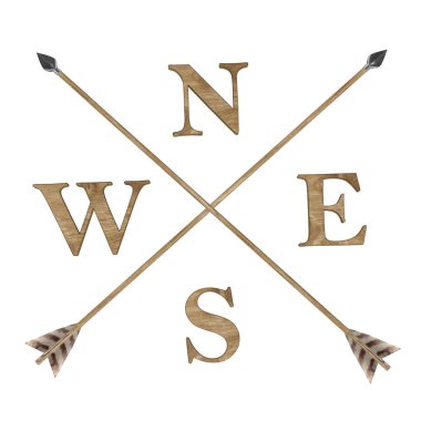 Ufuk kenarları ile çapraz oklar 3d görüntüleme