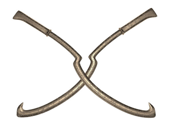 Dual egyptian swords 3d rendering