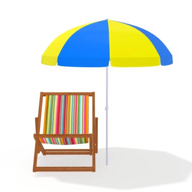 Şemsiyeli güverte sandalyesi 3D görüntüleme