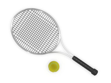tennis racquet with ball 3d rendering