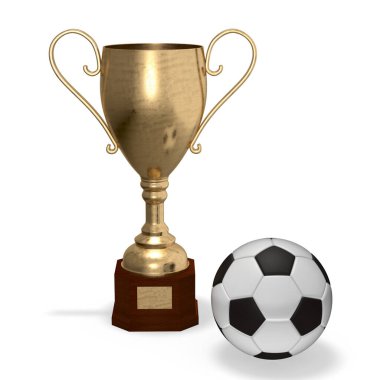 3 boyutlu futbol topuyla kazanan kupa