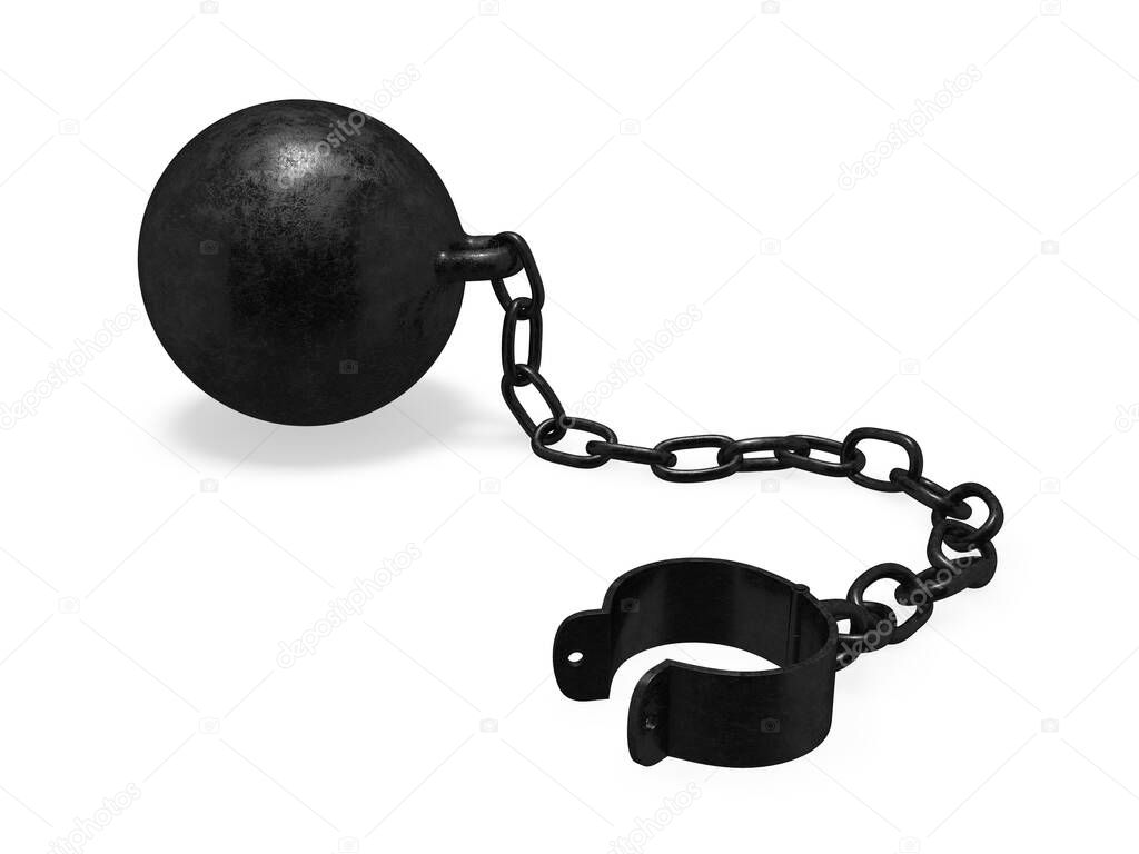 Shackled with ball 3d rendering