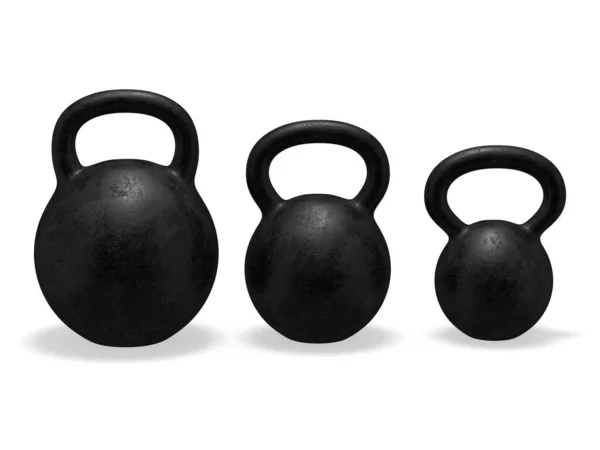 Set Ijzeren Kettlebells Rendering — Stockfoto