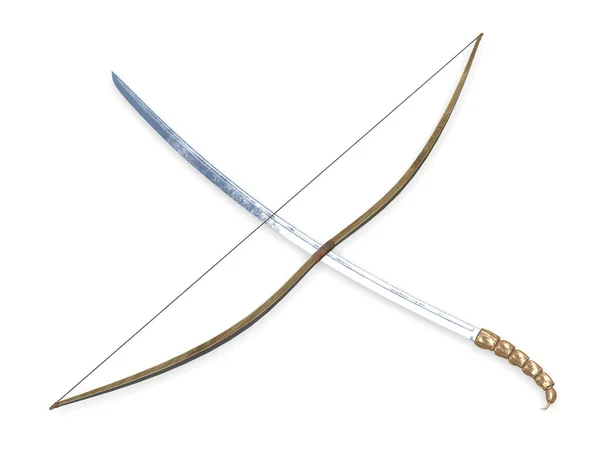 Espada Cruzada Longbow Renderização — Fotografia de Stock