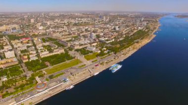 volgograd şehri Rusya 4 k hava manzara Volga Nehri köprüler