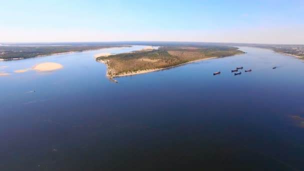 4K Vue aérienne Volga River ponts volgograd ville Russie — Video