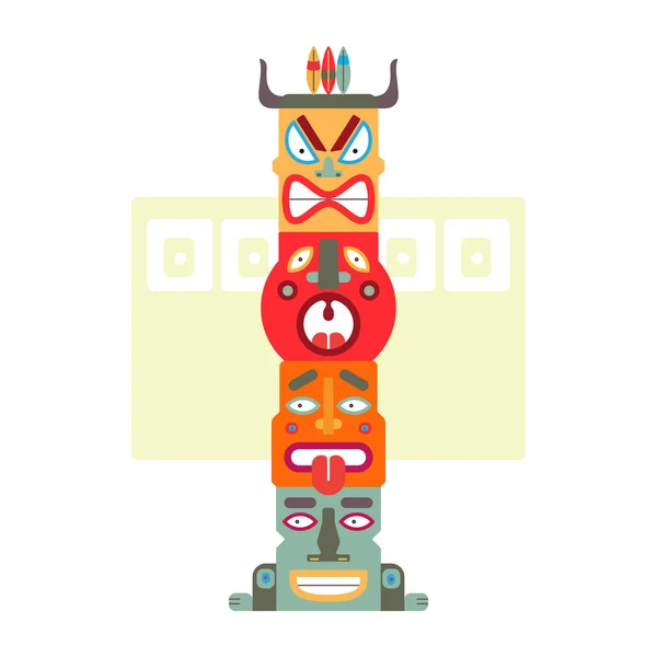 Four totems face illustration — Stock Vector